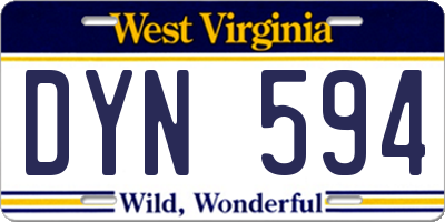 WV license plate DYN594