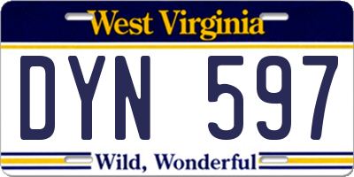 WV license plate DYN597