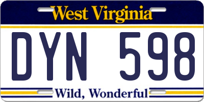 WV license plate DYN598