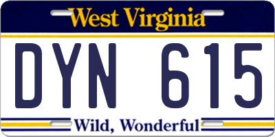 WV license plate DYN615