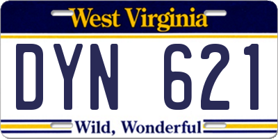 WV license plate DYN621