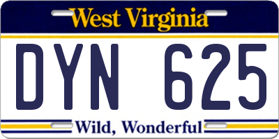 WV license plate DYN625
