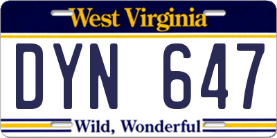 WV license plate DYN647