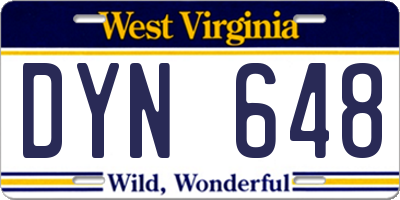 WV license plate DYN648