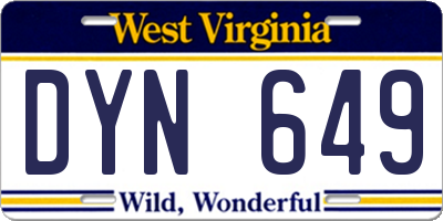 WV license plate DYN649