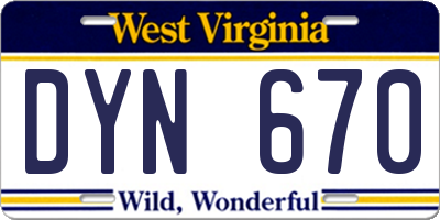 WV license plate DYN670
