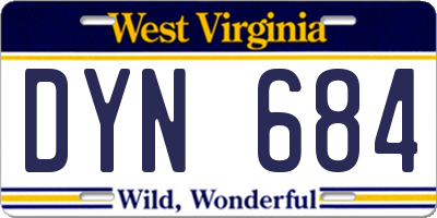 WV license plate DYN684