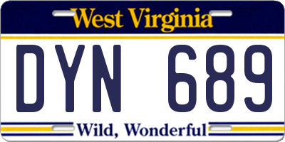 WV license plate DYN689