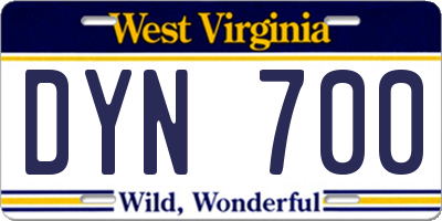 WV license plate DYN700