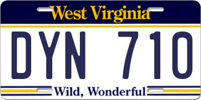 WV license plate DYN710