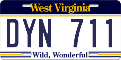 WV license plate DYN711