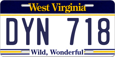 WV license plate DYN718