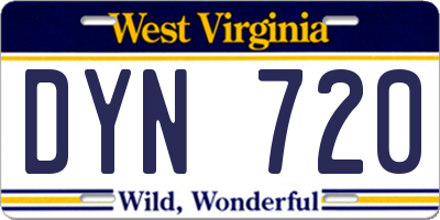 WV license plate DYN720