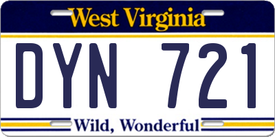WV license plate DYN721