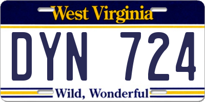 WV license plate DYN724