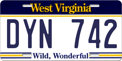 WV license plate DYN742