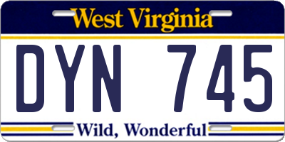 WV license plate DYN745