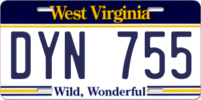 WV license plate DYN755