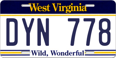 WV license plate DYN778