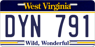 WV license plate DYN791