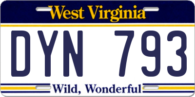 WV license plate DYN793
