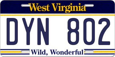 WV license plate DYN802