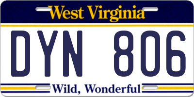 WV license plate DYN806