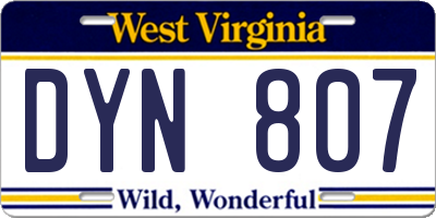 WV license plate DYN807