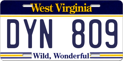 WV license plate DYN809