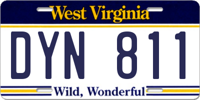 WV license plate DYN811