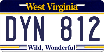 WV license plate DYN812