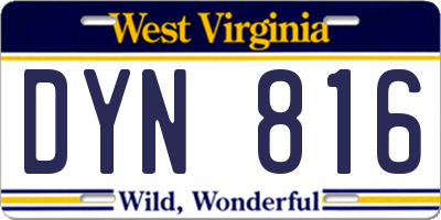 WV license plate DYN816