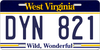 WV license plate DYN821