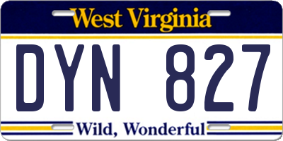 WV license plate DYN827