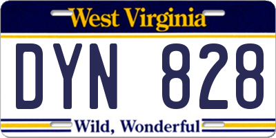 WV license plate DYN828