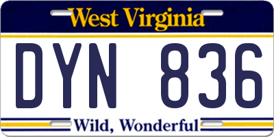 WV license plate DYN836