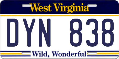 WV license plate DYN838