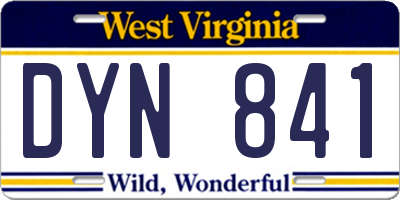 WV license plate DYN841