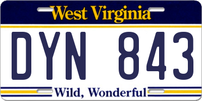 WV license plate DYN843