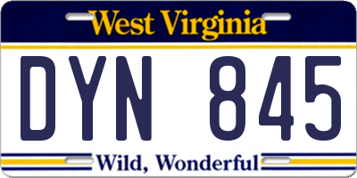 WV license plate DYN845