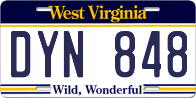 WV license plate DYN848