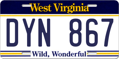 WV license plate DYN867
