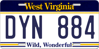 WV license plate DYN884