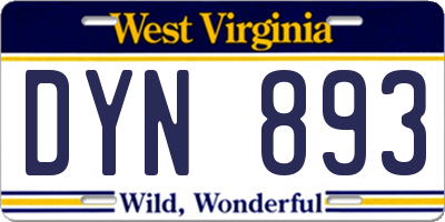 WV license plate DYN893