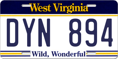 WV license plate DYN894