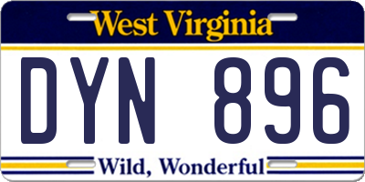 WV license plate DYN896