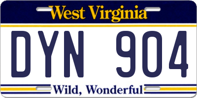 WV license plate DYN904