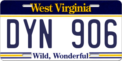 WV license plate DYN906
