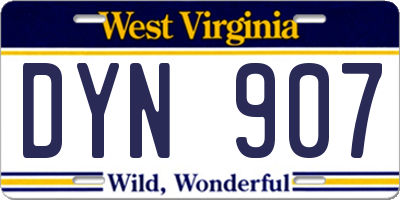 WV license plate DYN907