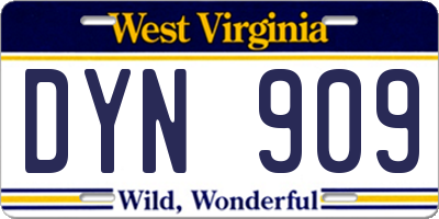 WV license plate DYN909